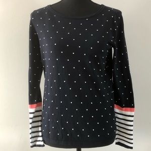 Women’s Esprit Black pink white Textured polka dot knit sweater size XS